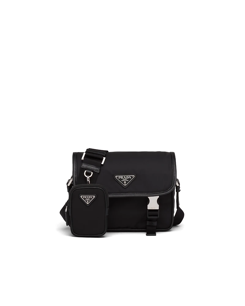 Re-Nylon and Saffiano leather shoulder bag