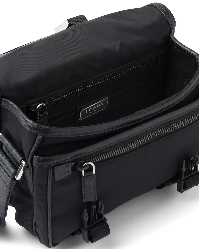 Re-Nylon and Saffiano leather shoulder bag