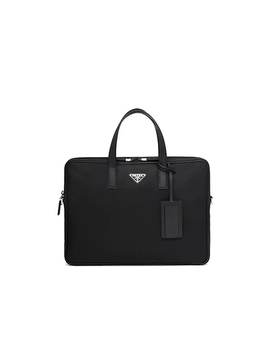 Re-Nylon and Saffiano leather briefcase
