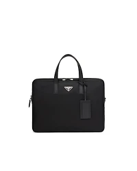 Re-Nylon and Saffiano leather briefcase