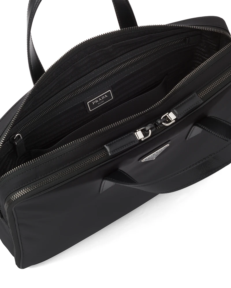 Re-Nylon and Saffiano leather briefcase
