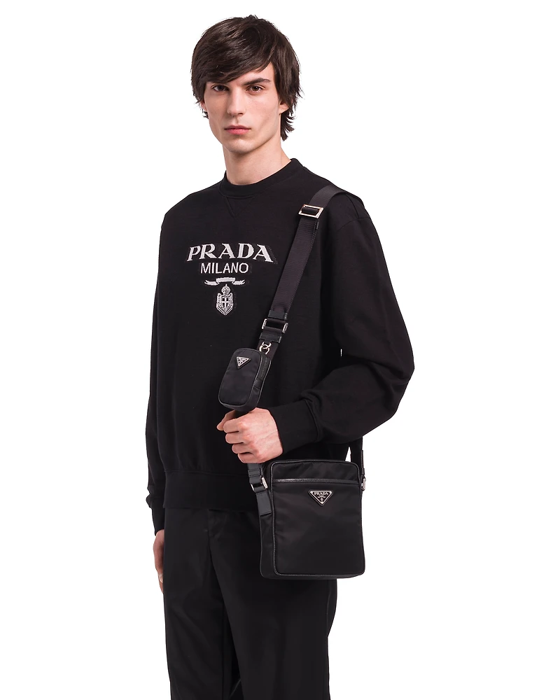 Re-Nylon and Saffiano leather shoulder bag