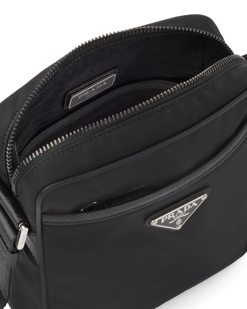 Re-Nylon and Saffiano leather shoulder bag