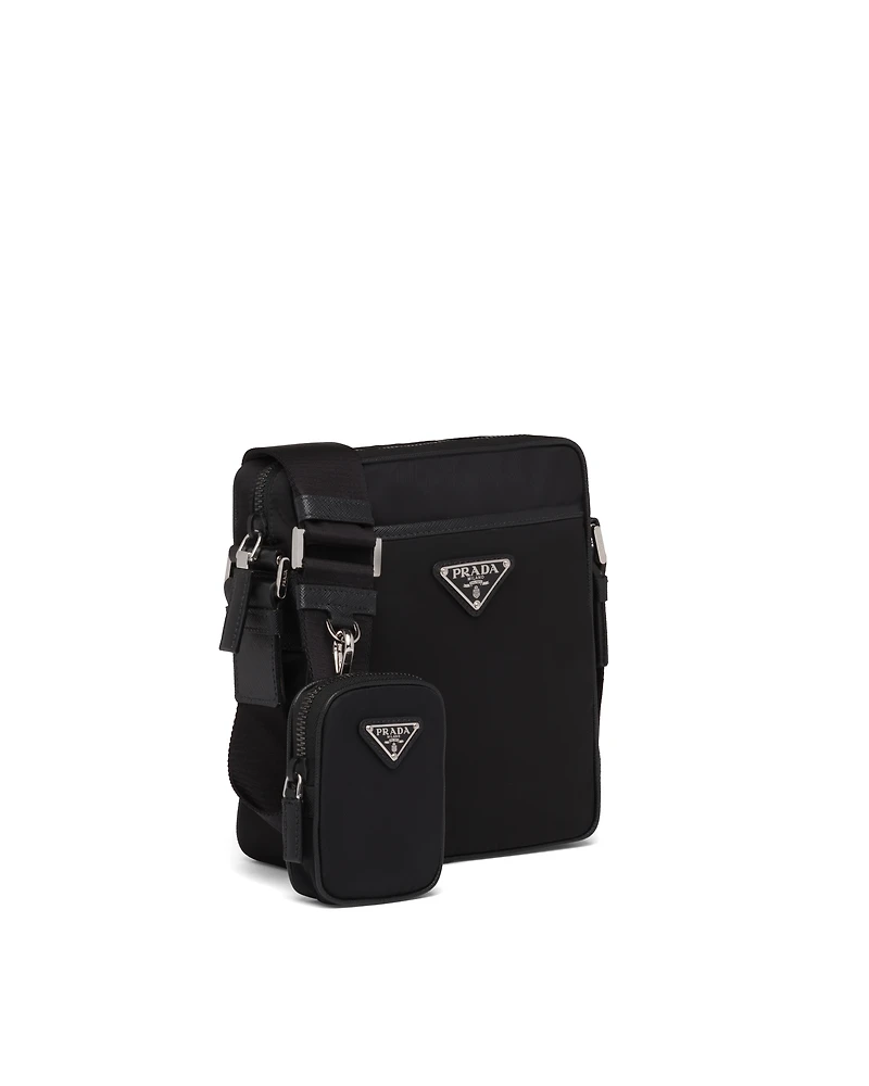 Re-Nylon and Saffiano leather shoulder bag