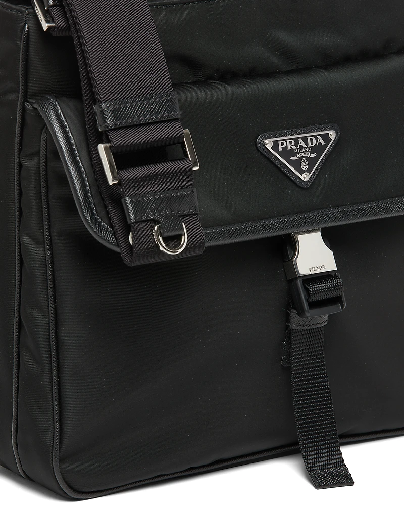 Re-Nylon and Saffiano leather shoulder bag
