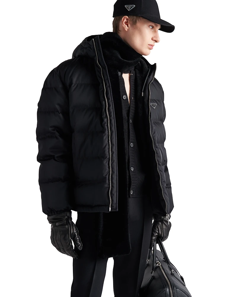 Cropped Re-Nylon down jacket