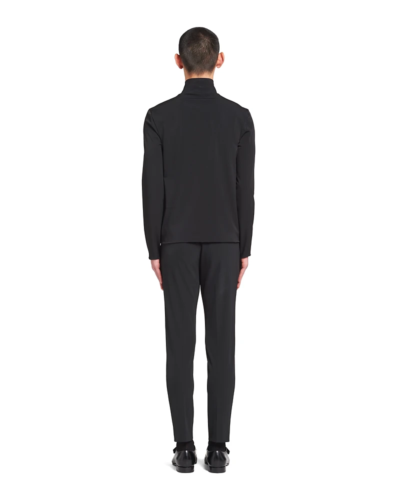 Technical jersey mock turtleneck