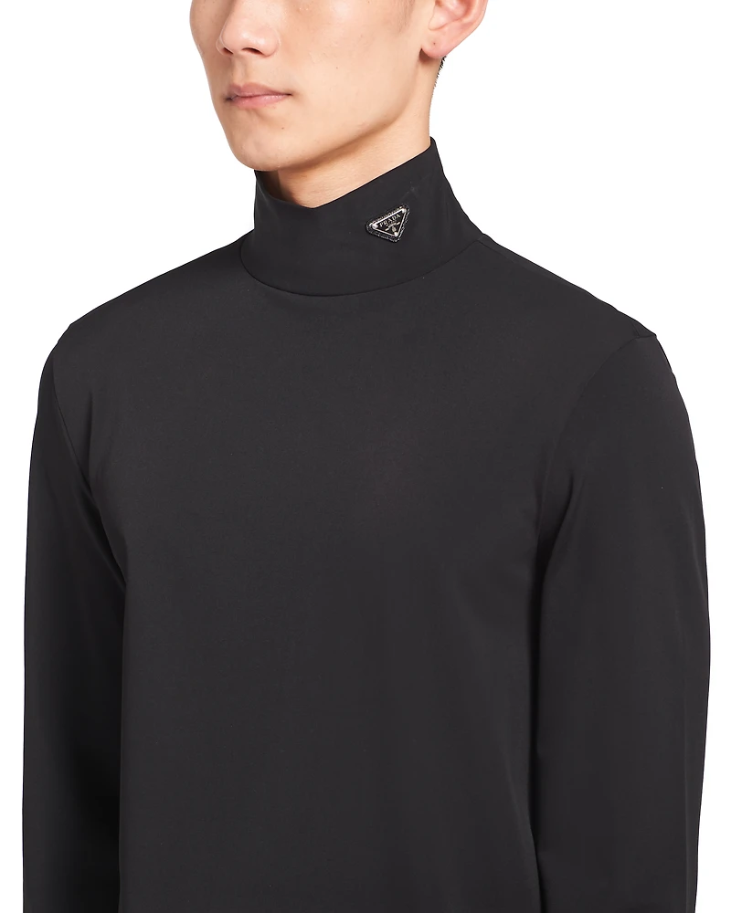 Technical jersey mock turtleneck