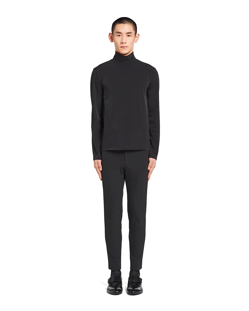 Technical jersey mock turtleneck