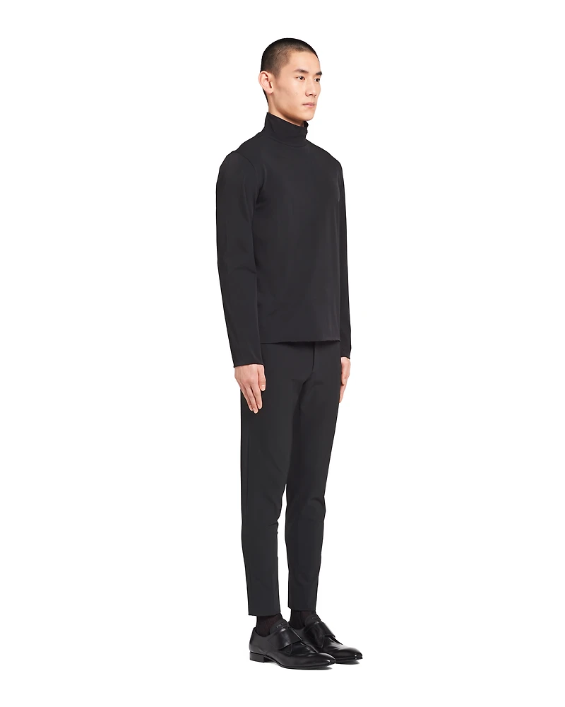 Technical jersey mock turtleneck