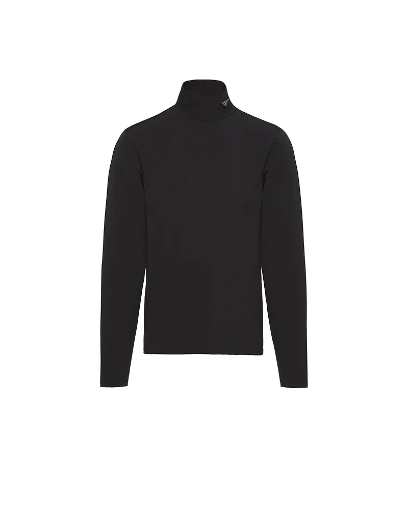 Technical jersey mock turtleneck