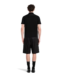 Stretch cotton polo shirt with Re-Nylon details