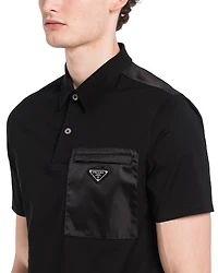 Stretch cotton polo shirt with Re-Nylon details