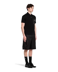 Stretch cotton polo shirt with Re-Nylon details