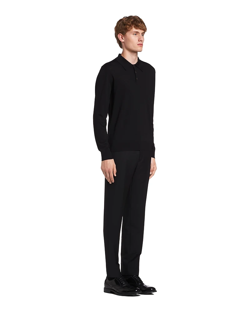 Worsted wool polo shirt