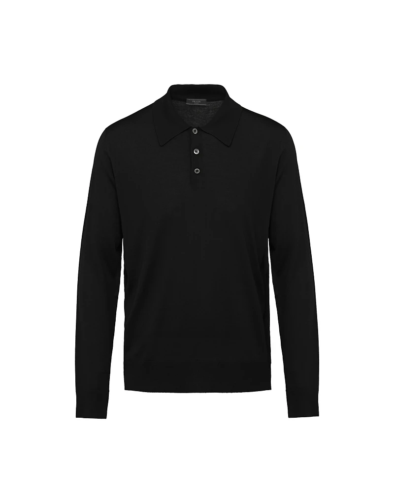 Worsted wool polo shirt