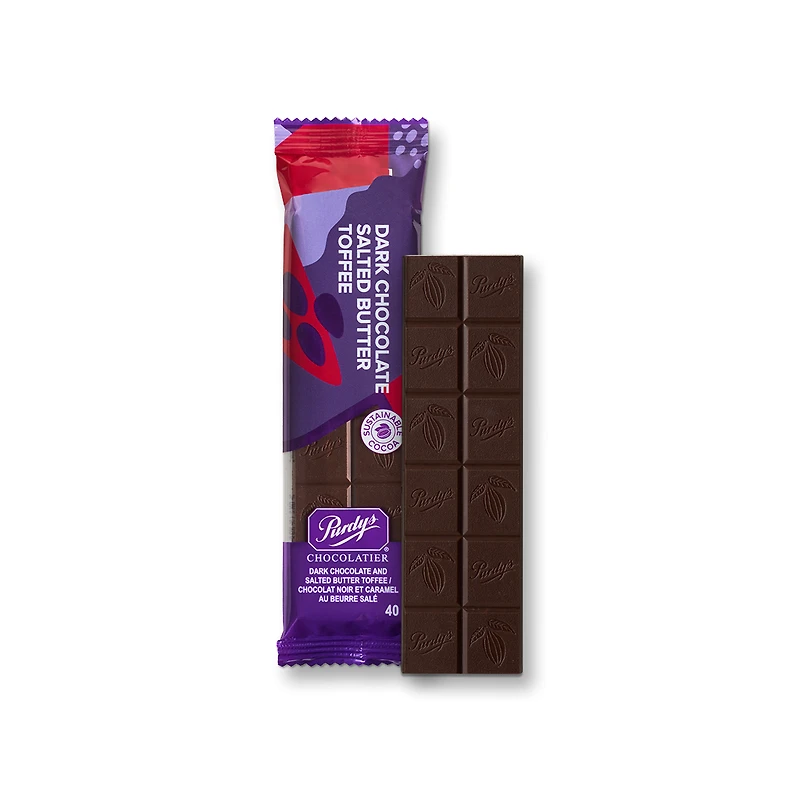 Dark Chocolate Salted Butter Toffee Bar, 40 g