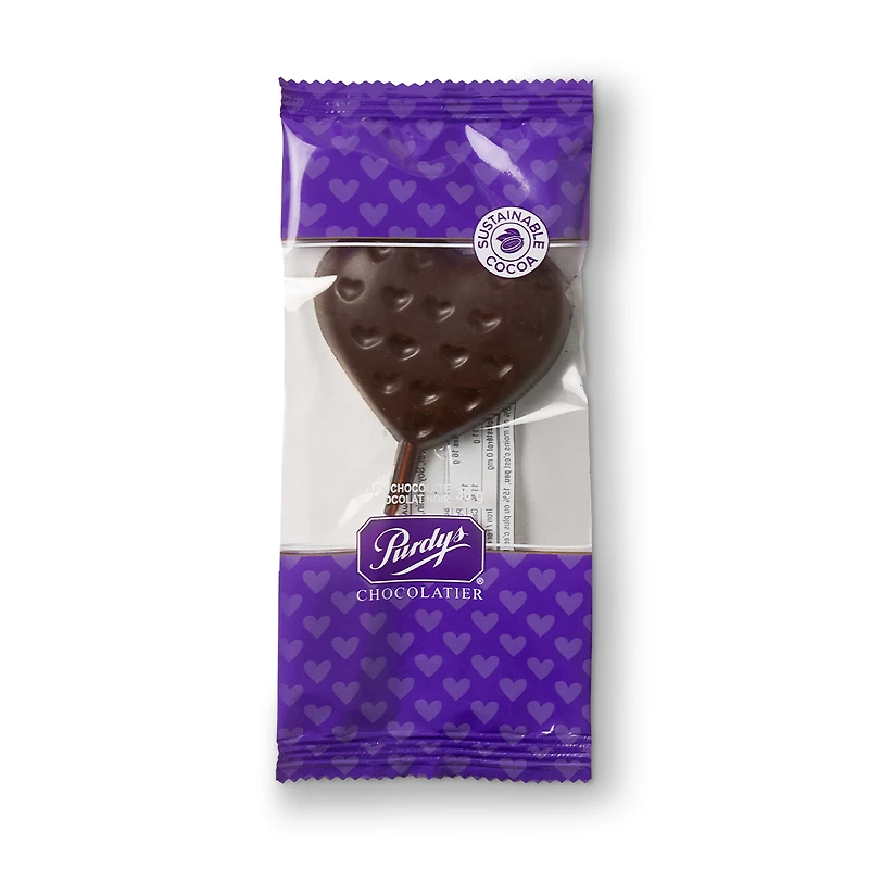Dark Chocolate Heart Lolly, box of 50
