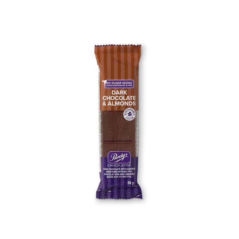 No Sugar Added Dark Chocolate Almond Bar, 50 g