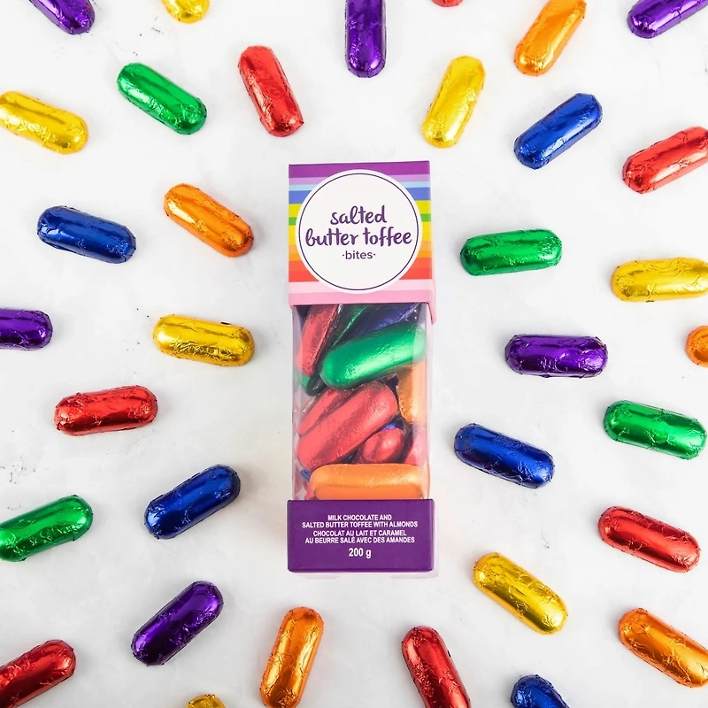 Rainbow Salted Butter Toffee Bites, 200g