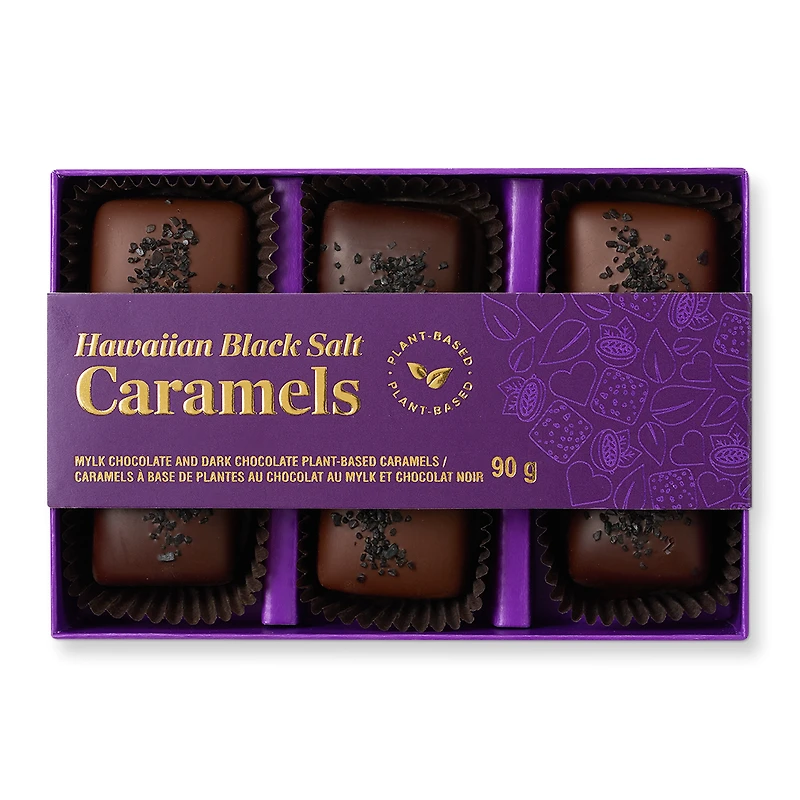 Plant-Based Hawaiian Black Salt Caramels, 6 pc