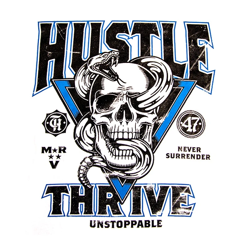 White t-shirt Hustle & Thrive for men