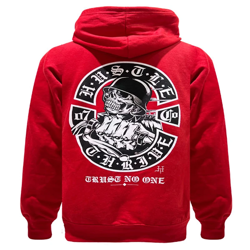 Red hoodie Hustle & Thrive for men
