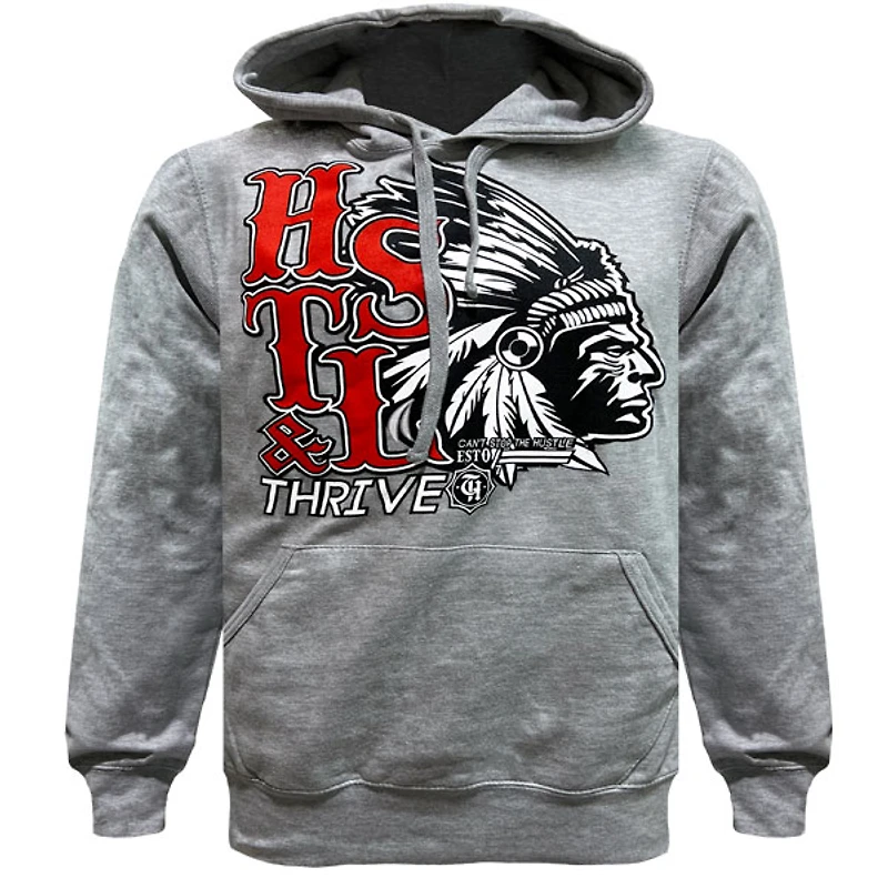 Grey hoodie Hustle & Thrive for men