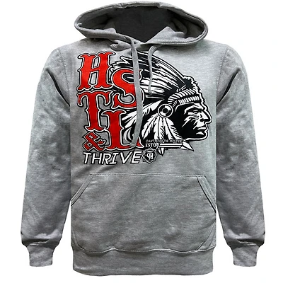 Grey hoodie Hustle & Thrive for men