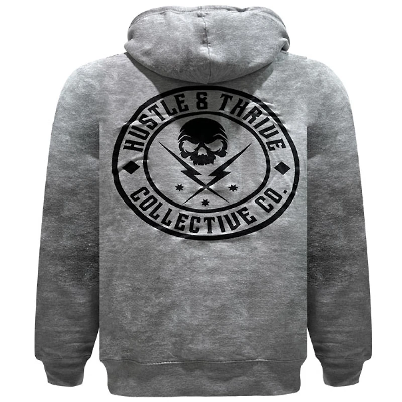 Grey hoodie Hustle & Thrive for men
