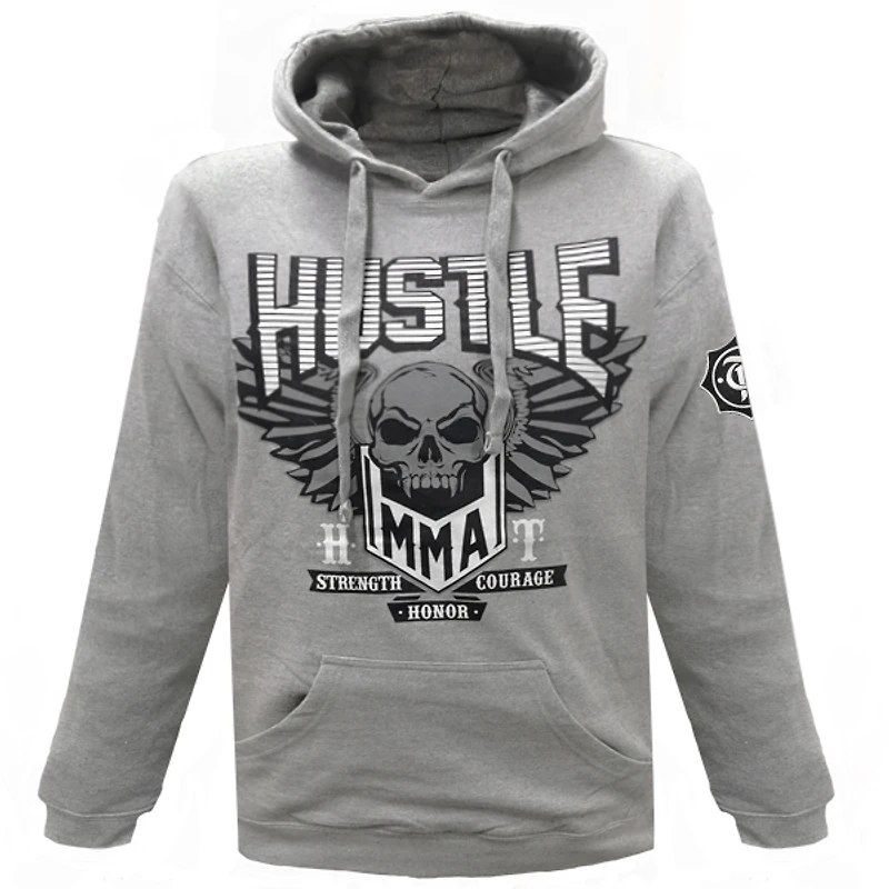 Grey hoodie Hustle & Thrive for men