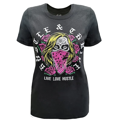 Black t-shirt Hustle & Thrive for women