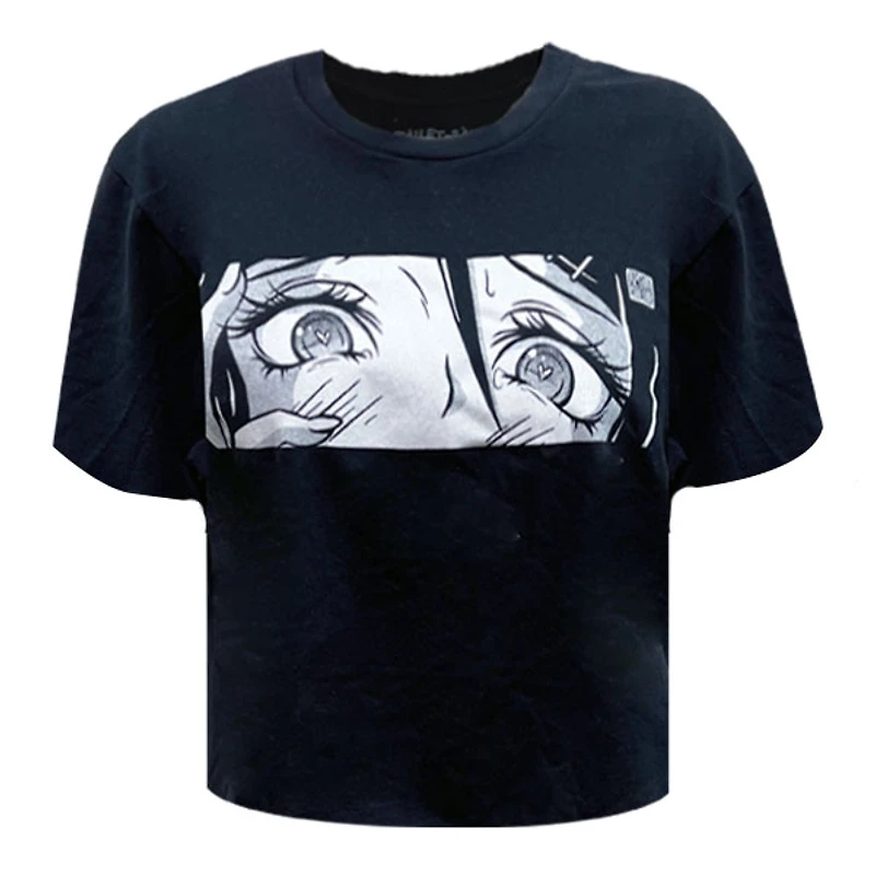 Black crop top manga T-Shirt for woman