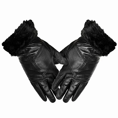 Gants en cuir noir pour femme