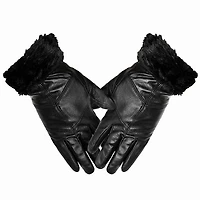 Gants en cuir noir pour femme