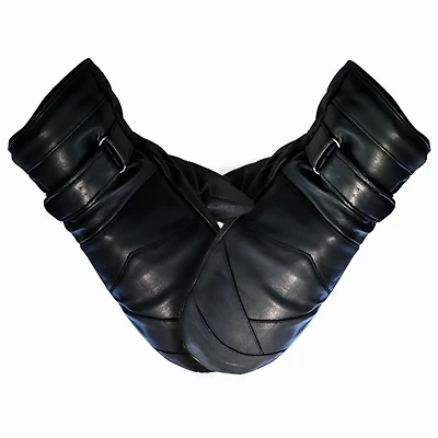 Black leather gloves for women