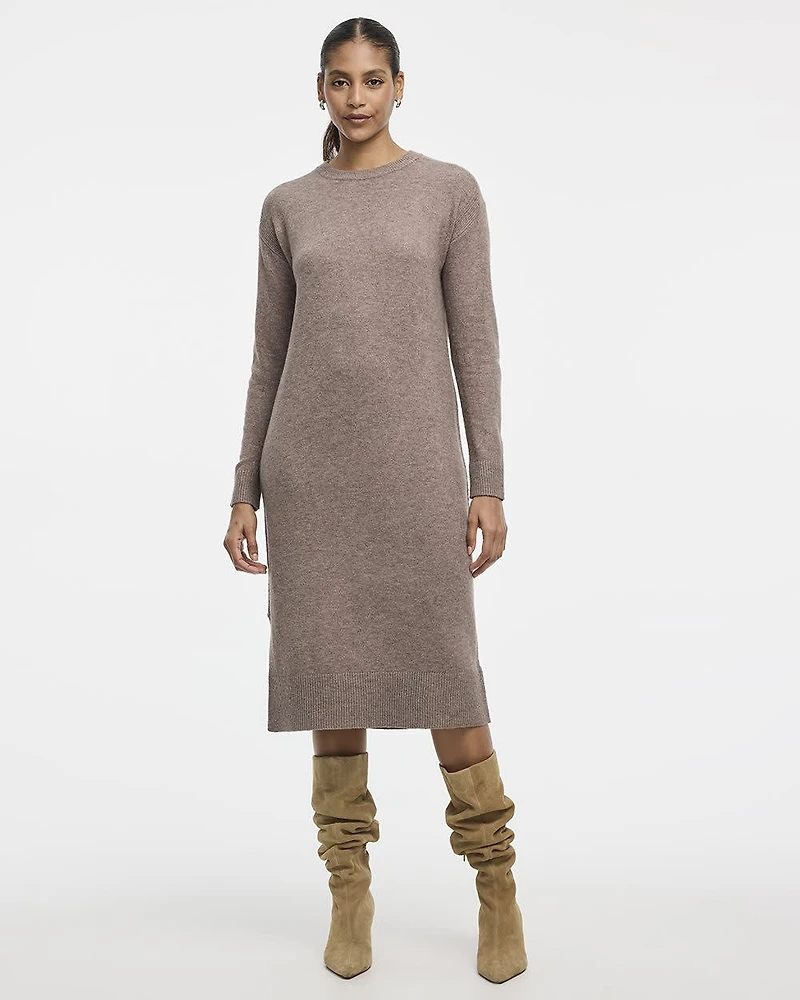 PlushSoft Crew-Neck Midi Sweater Dress