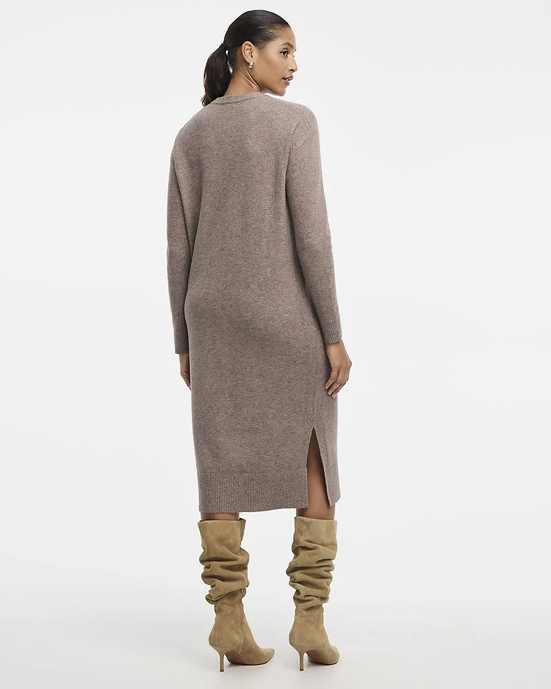 PlushSoft Crew-Neck Midi Sweater Dress