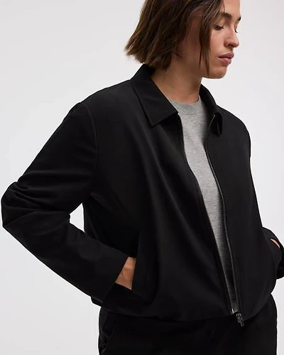 Cropped Jacket with Shirt Collar
