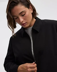 Cropped Jacket with Shirt Collar