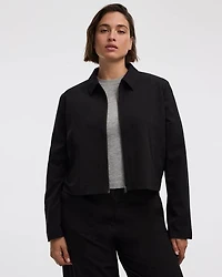 Cropped Jacket with Shirt Collar