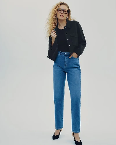Jean à jambe fuselée et taille haute