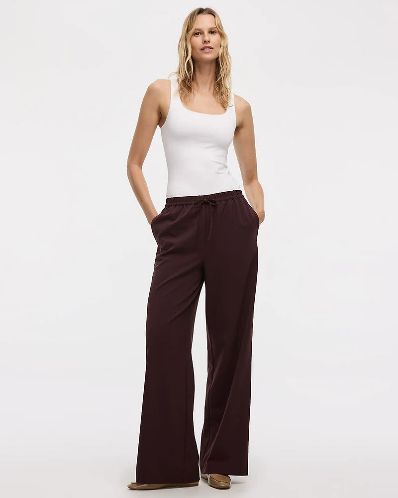 Wide-Leg High-Rise Pull-On Pant