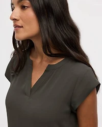 Cap Sleeve Split Neck Blouse