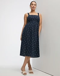 Sleeveless Square-Neck Midi Dress