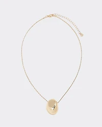 Long Necklace with Oval Metal Pendant