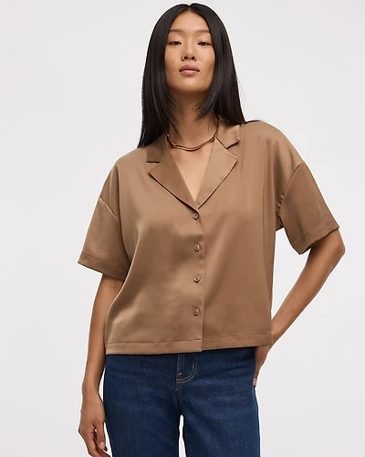 Satiny Short-Sleeve Shirt