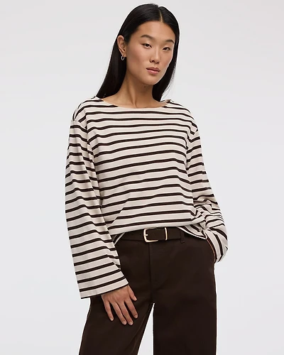Long-Sleeve Boat-Neck Top
