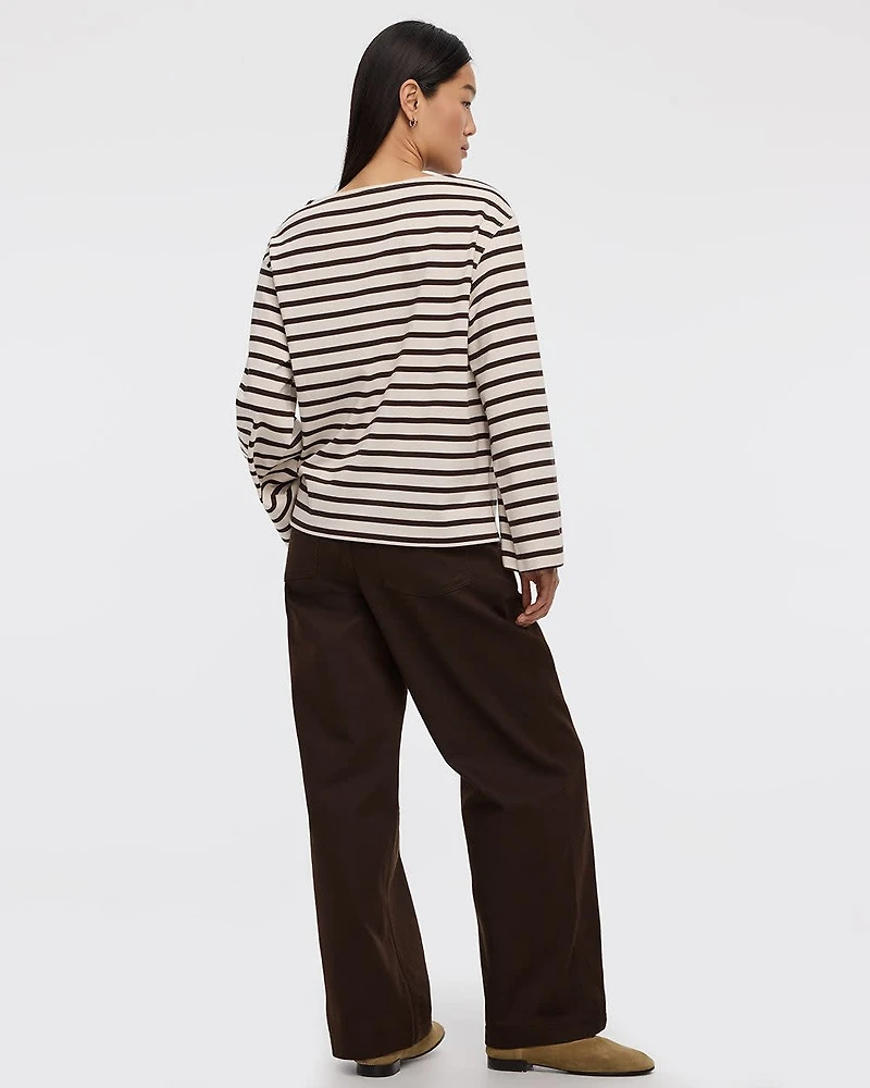 Long-Sleeve Boat-Neck Top