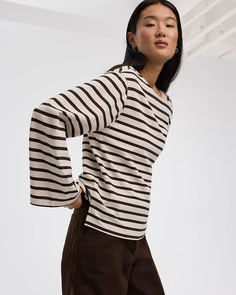 Long-Sleeve Boat-Neck Top